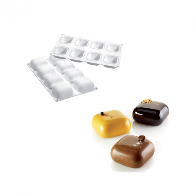 Moule Silicone 8 Coeurs Bombés 6,35 x 6,5 cm 100ml SilikoMart Professional  - , Achat, Vente