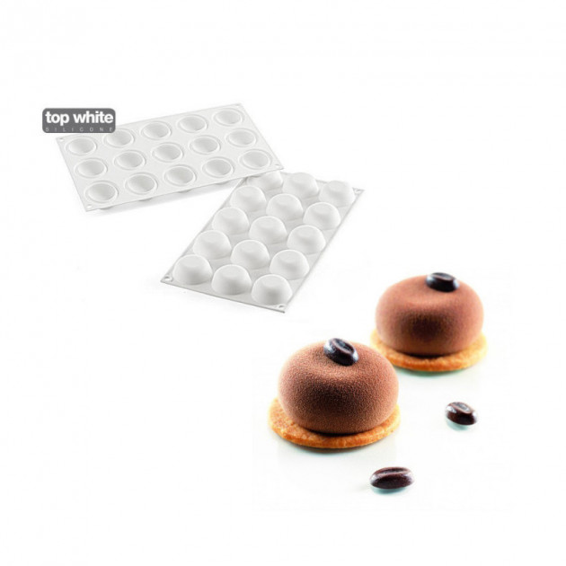 Moule Silicone 15 Ronds Bombes Ã˜45 x h20 mm - 26ml SilikoMart Professional
