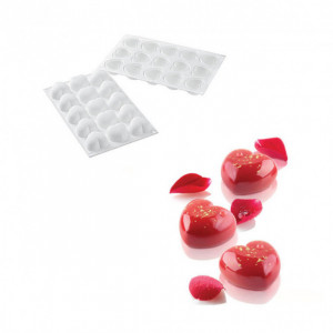 Moule Silicone 15 Coeurs Bombés 4,5 x 4,4 cm 30ml SilikoMart Professional Moule Silicone 15 Coeurs Bombés 4,5 x 4,4 cm 30ml SilikoMart Professional