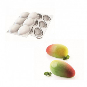 Moule Silicone 6 Mangues 9,3 x 5,7 cm 130ml SilikoMart Professional Moule Silicone 6 Mangues 9,3 x 5,7 cm 130ml SilikoMart Professional