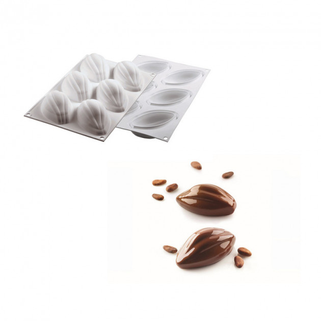 Moule Silicone 6 Cabosses de cacao 10.2 x 5.4 cm 115ml SilikoMart Professional