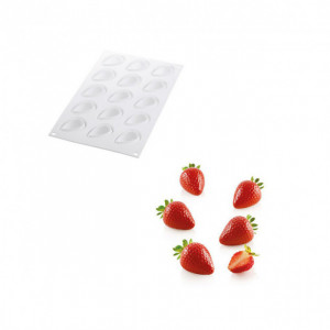Moule Silicone 15 Mini Fraises 48 x 37 x H33 mm 30ml SilikoMart Professional Moule Silicone 15 Mini Fraises 48 x 37 x H33 mm 30ml SilikoMart Professional