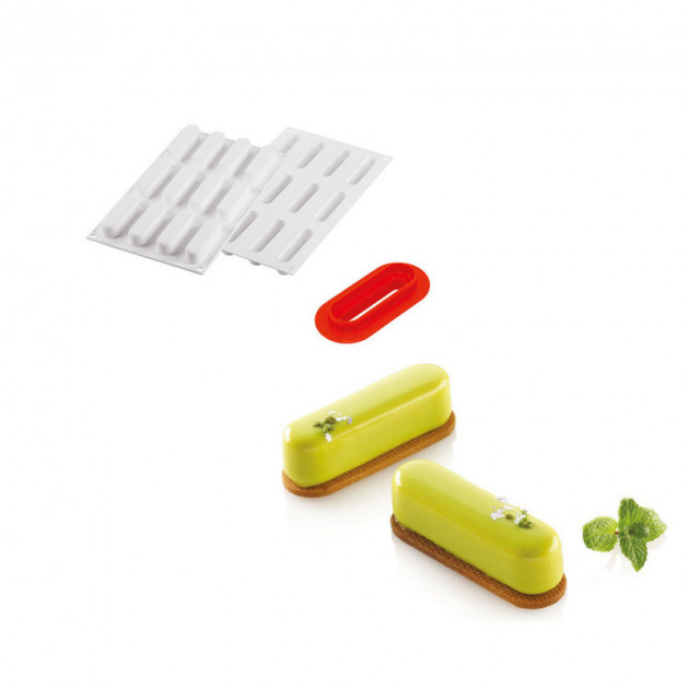 Moule Silicone 12 Mini Eclairs Caroline 83 x 23 x h21 mm 30ml SilikoMart Professional