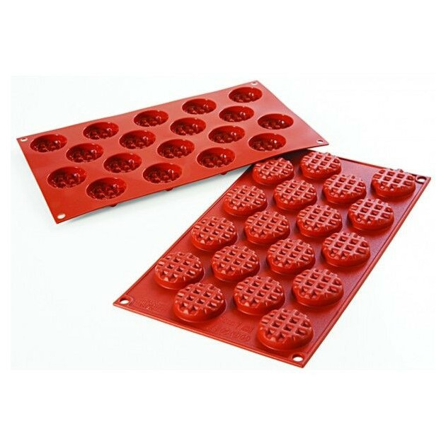 Moule 18 mini gaufres rondes en silicone