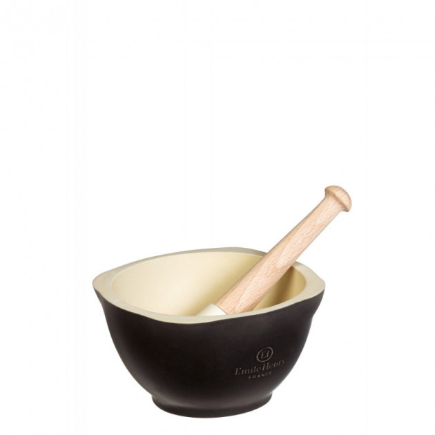 FIN DE SERIE Mortier Pilon Ceramique Fusain Ã˜ 14 cm Emile Henry