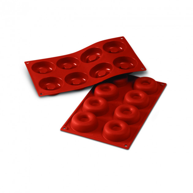 Moule Silicone Savarins 6,5 cm x H 2,1 cm (x8) Silikomart