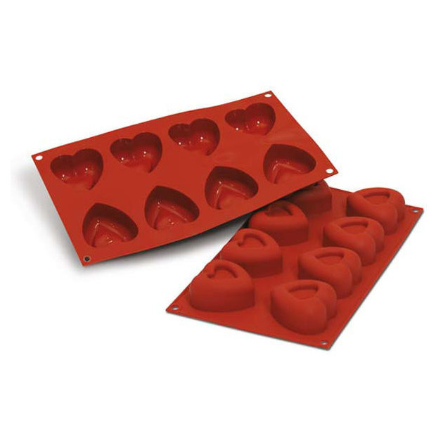 Moule Silicone Savarins Coeurs 6,2 x 6,2 cm (x8) Silikomart