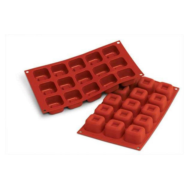 Moule Silicone Savarins Carrés 4,8 cm x H 3 cm (x15) Silikomart