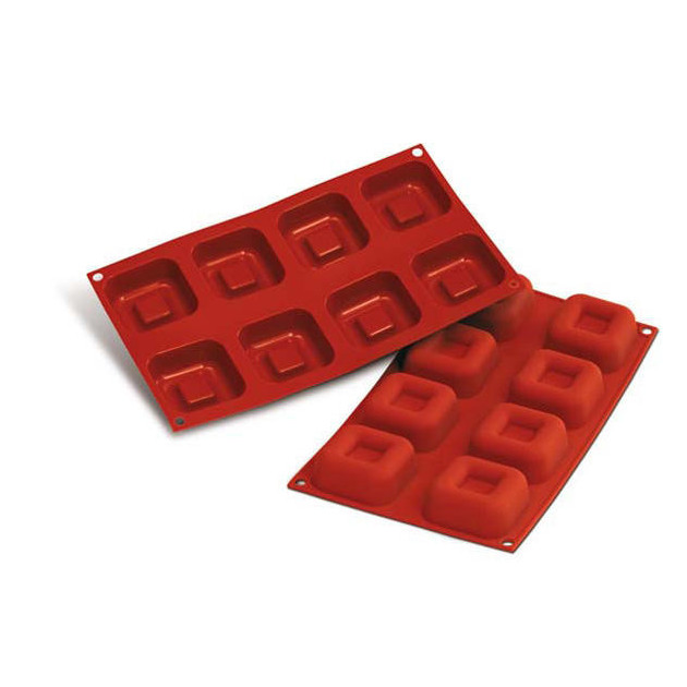 Moule Silicone Savarins Carrés 6,5 cm x H 2,6 cm (x8) Silikomart