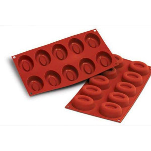FIN DE SERIE Moule Silicone 10 Savarins Ovales 7 x 5,2 cm Silikomart
