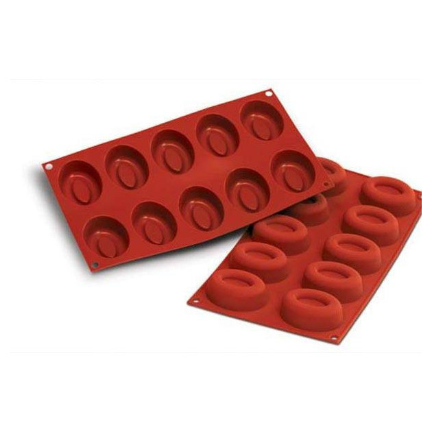 Moule Silicone 10 Savarins Ovales 7 x 5.2 cm Silikomart