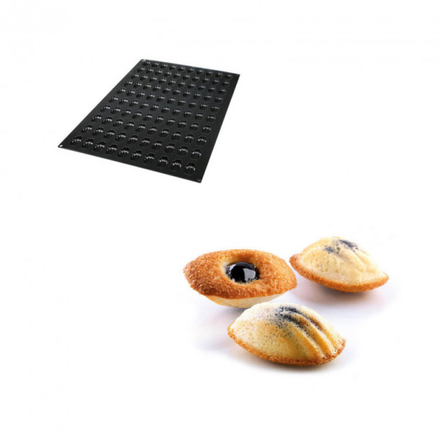 Moule Silicone 100 Mini Madeleines 4.5 x 2.6 x 1.2 cm 12ml SilikoMart Professional