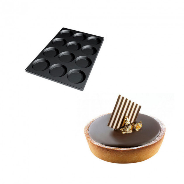 Moule Silicone 12 Fonds de Tarte Biscuit Ã˜12 x 2.2 cm 120ml SilikoMart Professional