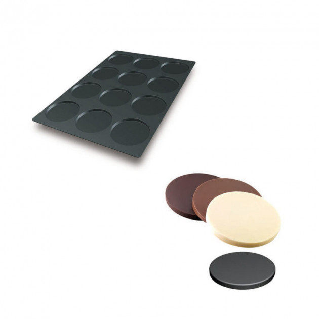 Moule Silicone 12 Fonds de Tarte Biscuit Ã˜12 x 1 cm 112ml SilikoMart Professional