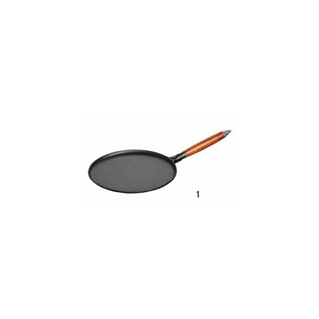 Crepiere Ã˜ 28 cm Fonte noire Manche Bois Staub