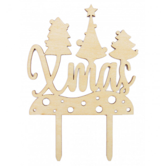 FIN DE SERIE Cake Topper Bois Xmas 13cm Scrapcooking