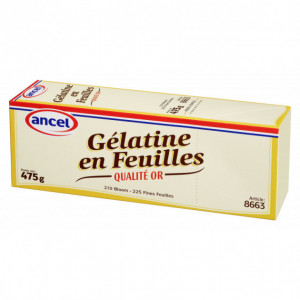 Gélatine en feuilles qualité or 475 g (225 feuilles) Ancel Gélatine en feuilles qualité or 475 g (225 feuilles) Ancel