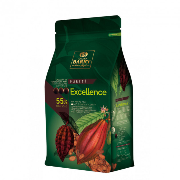 Chocolat de couverture Excellence 55% pistoles 5kg Barry