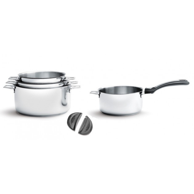 Lot de 4 Casseroles Milady + 1 Queue + 2 Anses Noires Twisty De Buyer