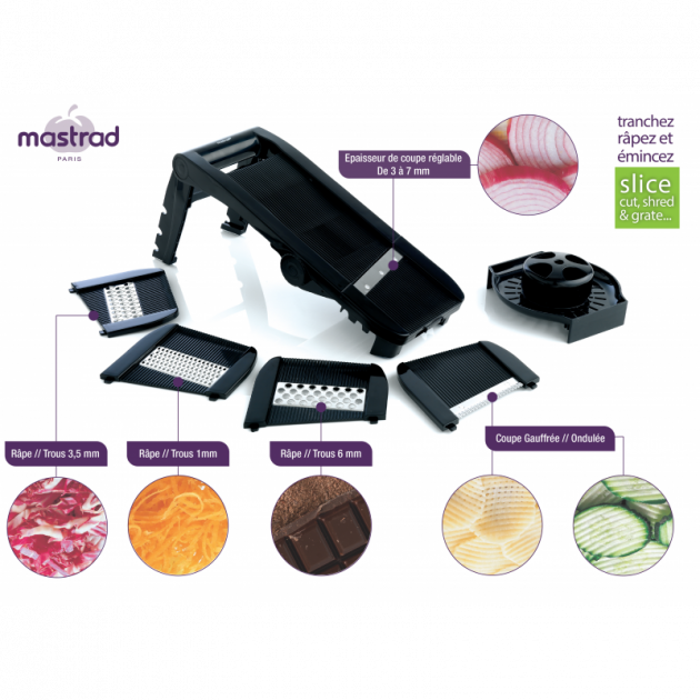 Nombreuses coupes possible avec la Mandoline Mastrad Nombreuses coupes possible avec la Mandoline Mastrad