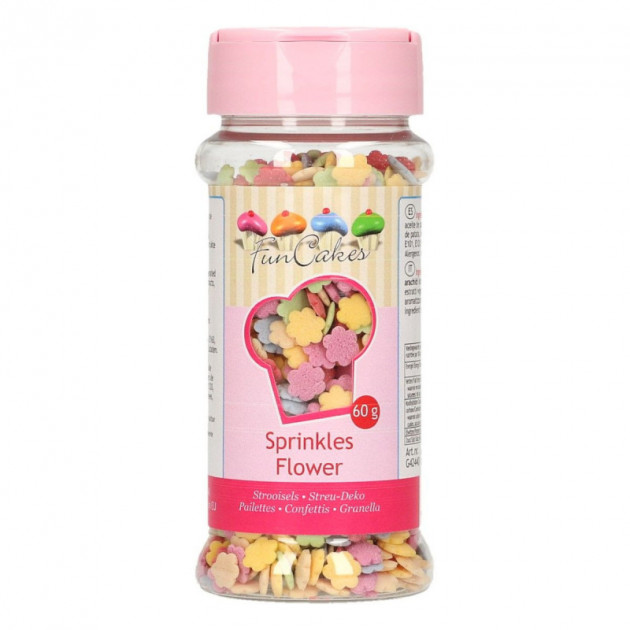 Decors en sucre Fleurs Multicolores 60g Funcakes