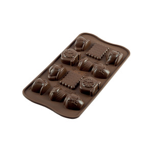 Moule à Chocolat 12 Sujets Tea Time Easy Choc - Silicone Spécial Chocolat Moule à Chocolat 12 Sujets Tea Time Easy Choc - Silicone Spécial Chocolat