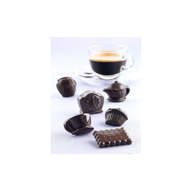 Chocolats pour le the ou le cafe realises avec le moule a chocolat en silicone Tea Time