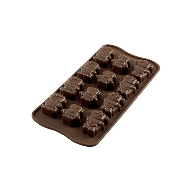 Moule a Chocolat 12 Robots Easy Choc - Silicone Special Chocolat