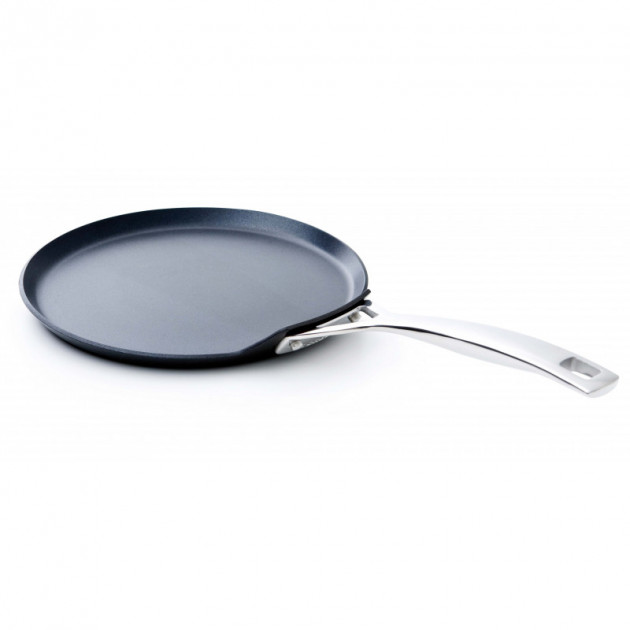 CRÊPIÈRE ALU ANTI ADHÉRENTE TOUT FEU DONT INDUCTION D24/2.5cm GRIS