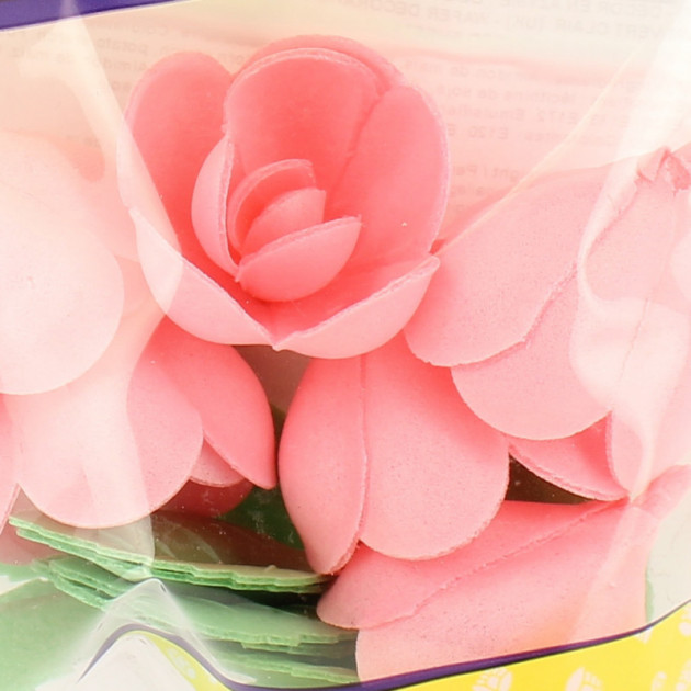 Assortiment de 30 roses en papier comestible pour décoration de