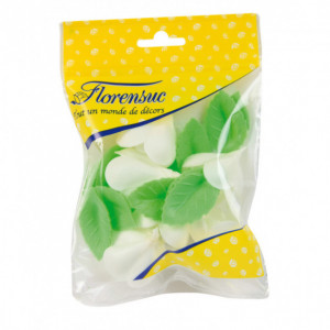 Fleurs de rose blanche x6, grandes feuilles x12 - en Azyme Fleurs de rose blanche x6, grandes feuilles x12 - en Azyme