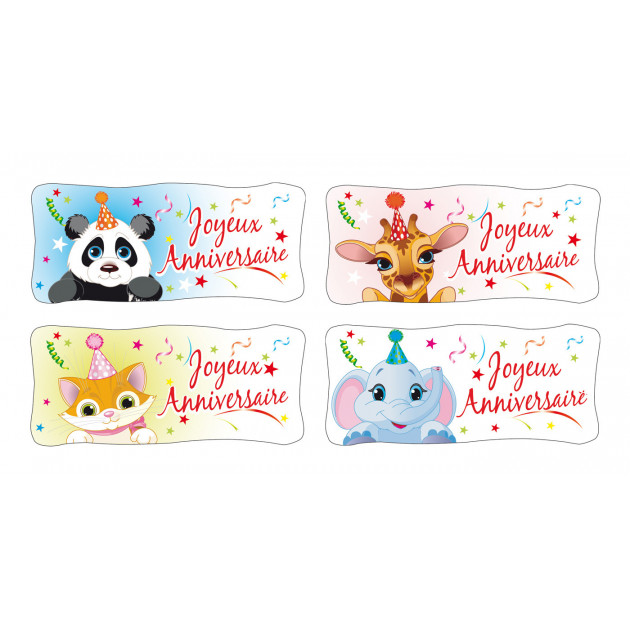 Decoration en Azyme Joyeux Anniversaire Animaux x 24 Florensuc