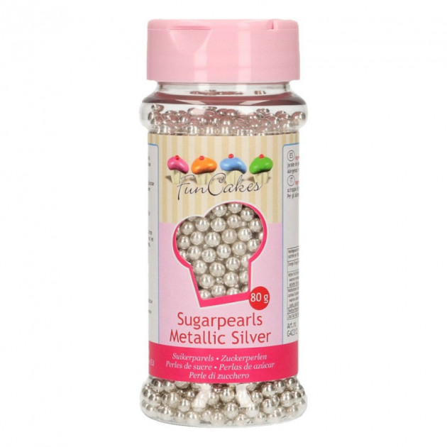 Perles de Sucre Argent Metallique 80g Funcakes