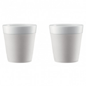 Mug Double Paroi 17cl Porcelaine et Silicone Crème Bodum (x2) Mug Double Paroi 17cl Porcelaine et Silicone Crème Bodum (x2)