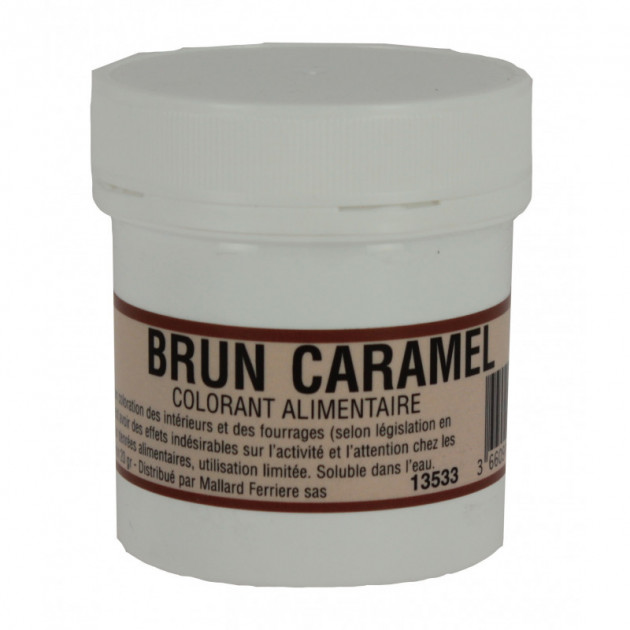Colorant alimentaire Marron Brun Caramel E102/E129/E151 Poudre Hydrosoluble 20g