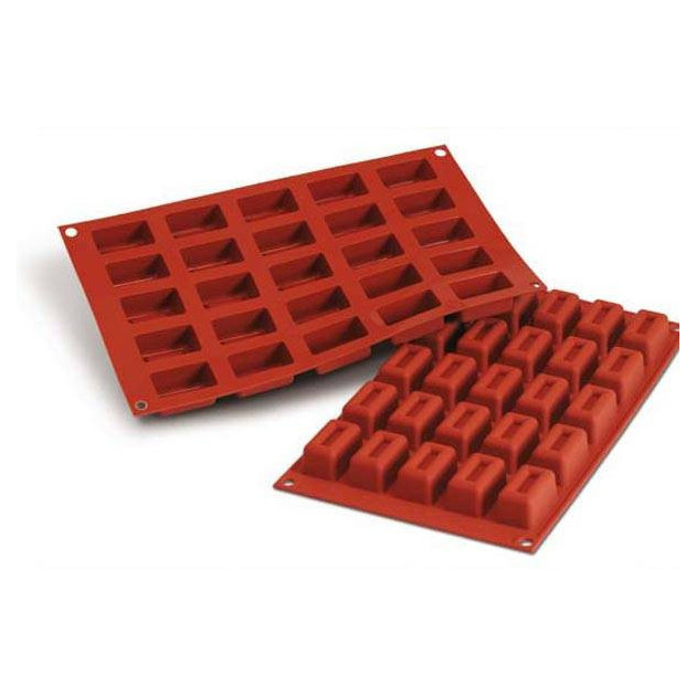 Moule Silicone Savarin Rectangle 4,4 x 2,6 cm x H 2,2 cm (x25) Silikomart