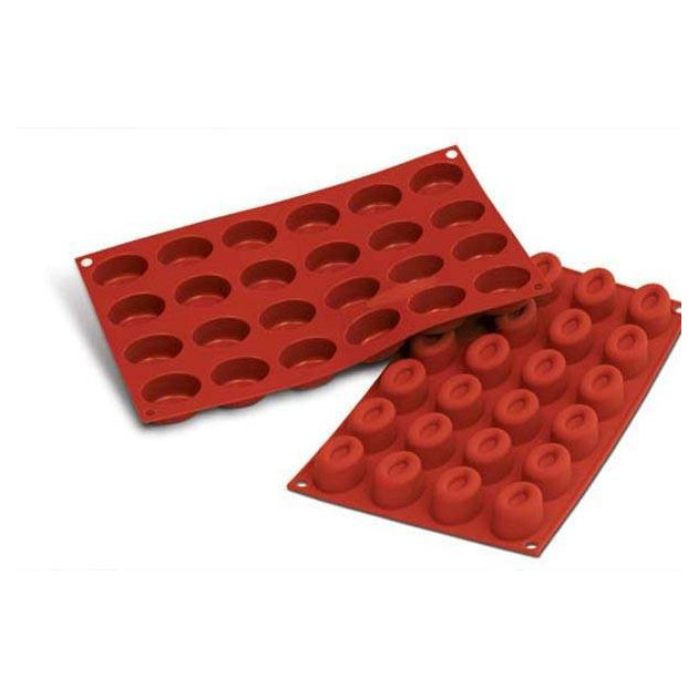 Moule Silicone 24 Savarins Ovales 4.4 x 3.2 cm Silikomart