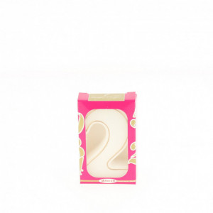 Bougie anniversaire chiffre 2 blanche avec filet doré