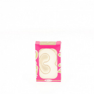 Bougie d'anniversaire chiffre 3 blanche avec filet doré