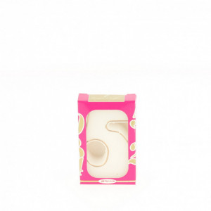 Bougie anniversaire chiffre 5 blanche avec filet doré