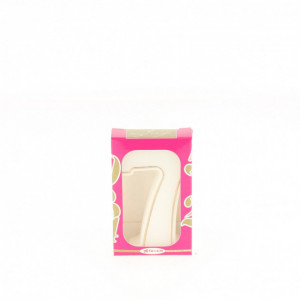 Bougie anniversaire chiffre 7 blanche avec filet doré