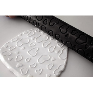 FIN DE SERIE Rouleau à Empreinte Coeurs pour Pâte à Sucre FIN DE SERIE Rouleau à Empreinte Coeurs pour Pâte à Sucre
