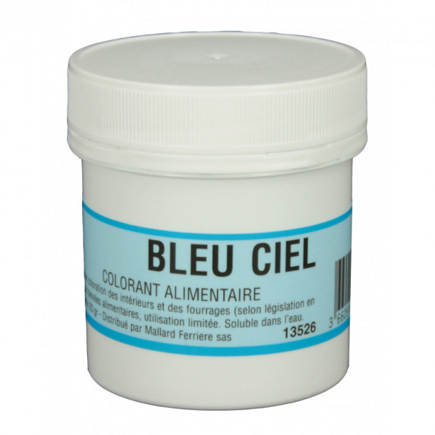 Colorant alimentaire en poudre hydrosoluble bleu ciel 10 gr - Le