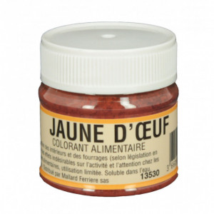 Colorant alimentaire Jaune d'Oeuf E102/E129 Poudre Hydrosoluble 20g Colorant alimentaire Jaune d'Oeuf E102/E129 Poudre Hydrosoluble 20g