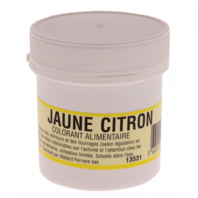 Colorant alimentaire Jaune Citron E102 Poudre Hydrosoluble 20g