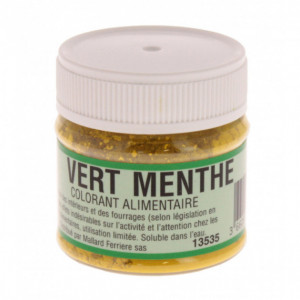 Colorant alimentaire Vert Menthe E102/E131 Poudre Hydrosoluble 20g