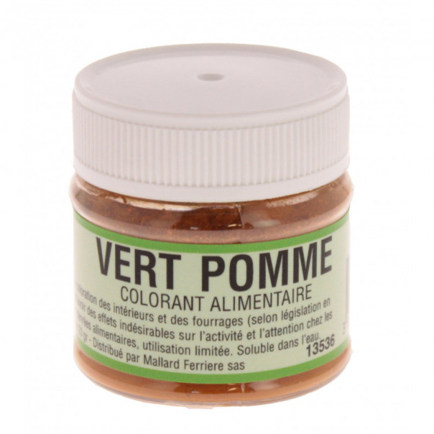 Colorant alimentaire Vert Pomme E102/E131/E129 Poudre Hydrosoluble 20g