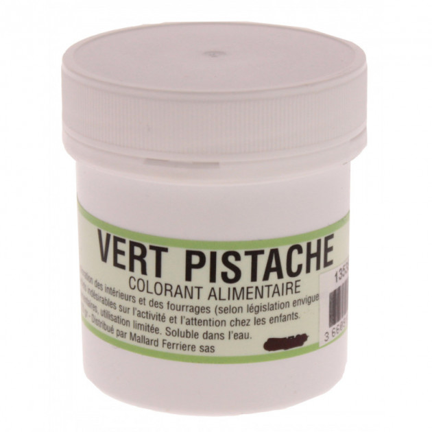 Colorant alimentaire Vert pistache E102/E131 Poudre Hydrosoluble 20g