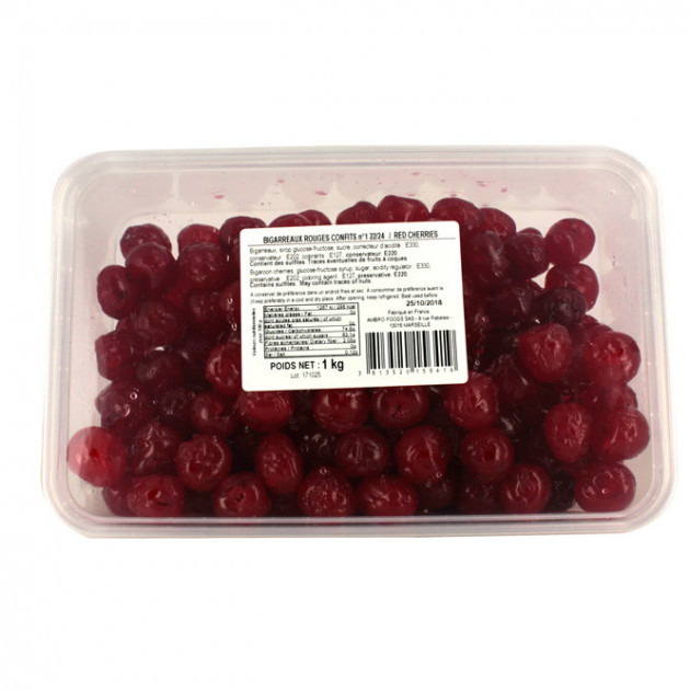 Cerises Bigarreaux Confites Rouge 1 kg - Fruits Confits, achat acheter vente