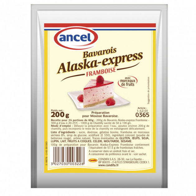 Preparation Mousse bavaroise framboise 200g Alaska-Express Ancel